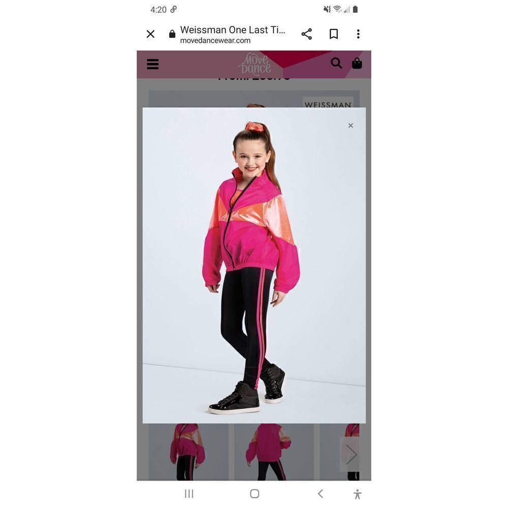 Girls Large 14 Weissman One Last Time Windbreaker Jacket Pink Orange